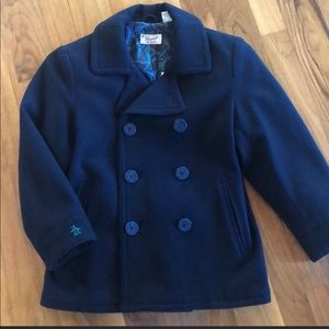Boy (5-6) pea coat navy blue